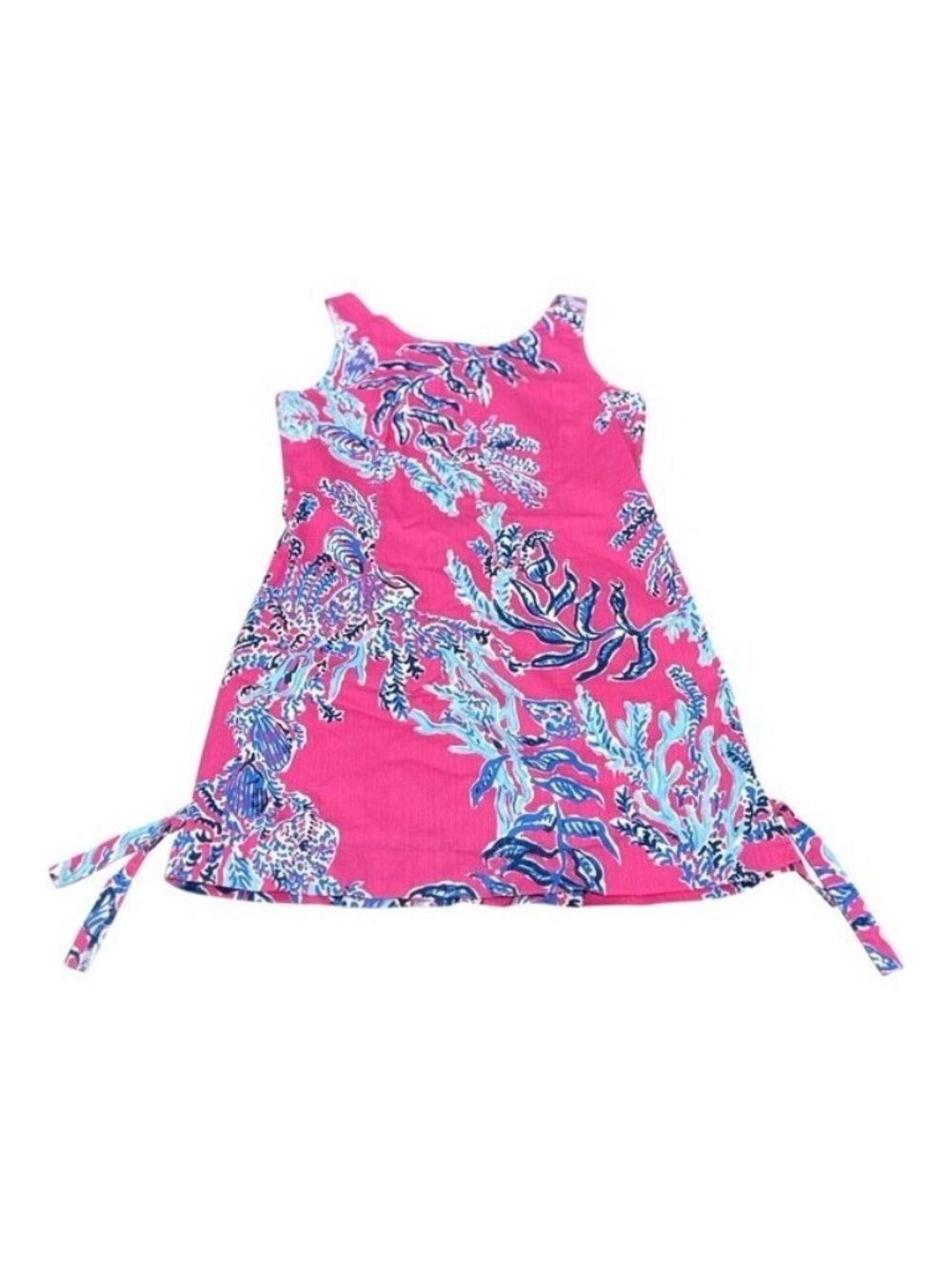 Lily Pulitzer Girls Pink white Blue Coral Seaweed Print sleeveless Dress Size 12